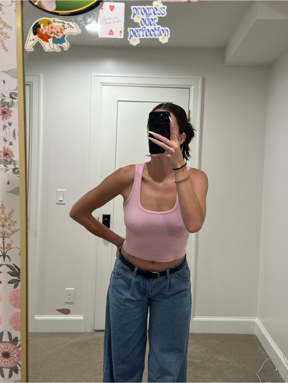 Princess Polly Light Pink Ribbed Scoop Tank